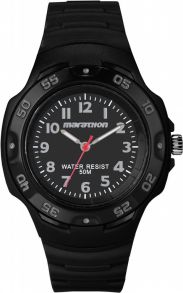 Timex Marathon T5K751 - Musta rannekello punaisella sekuntiviisarilla