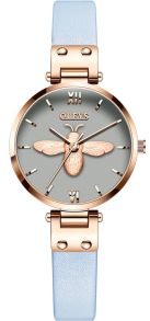Olevs Modern Lady Leather Bee Rosegold Blue