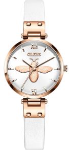 Olevs Modern Lady Leather Bee Rosegold White