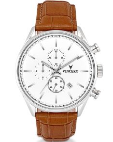 Vincero Chrono S Silver/Tan Whi-Tan-S09