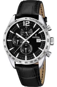 Festina Mens Chronograph Black Leather F16760/4